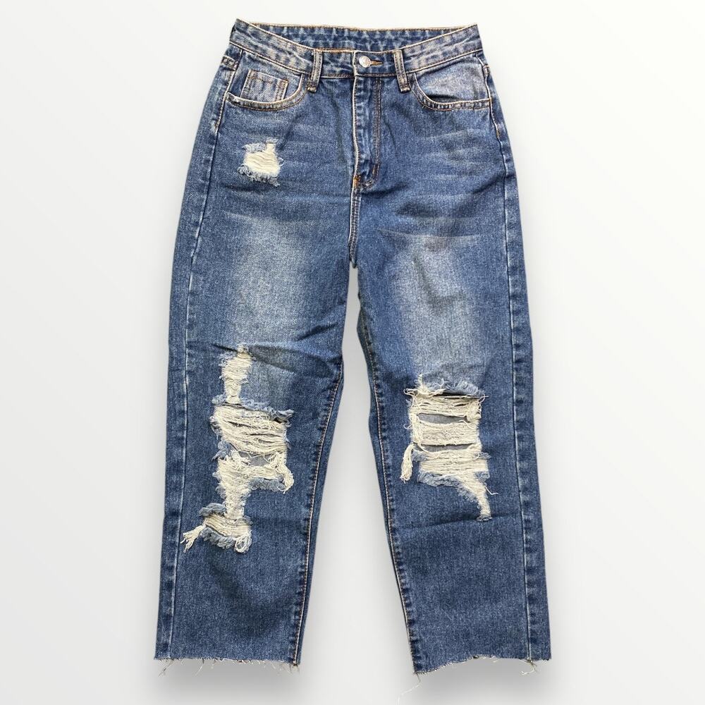 Shein Blue Distressed Ankle Jeans Women's Small
